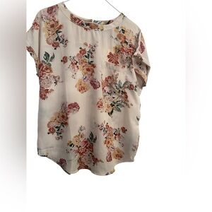 Buffalo David Bitton Cream and Pink Floral Blouse